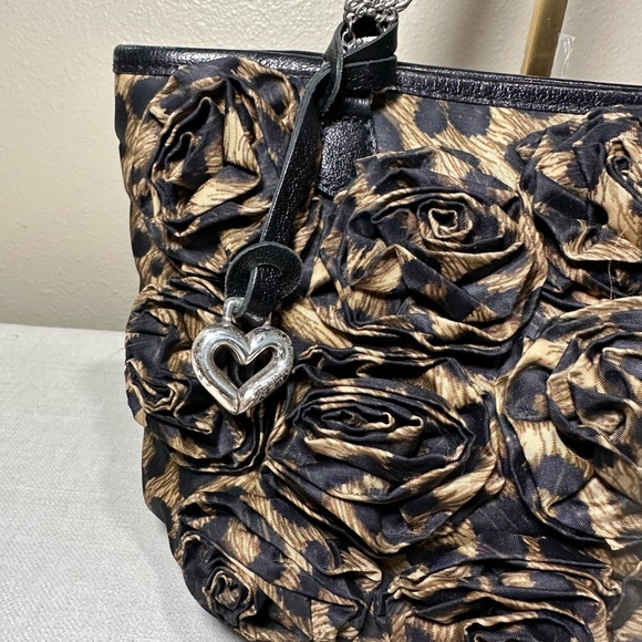 Brighton Jill Boutique Leopard Print Rosette Shoulder Bag with Leather Trim - Picture 2 of 8